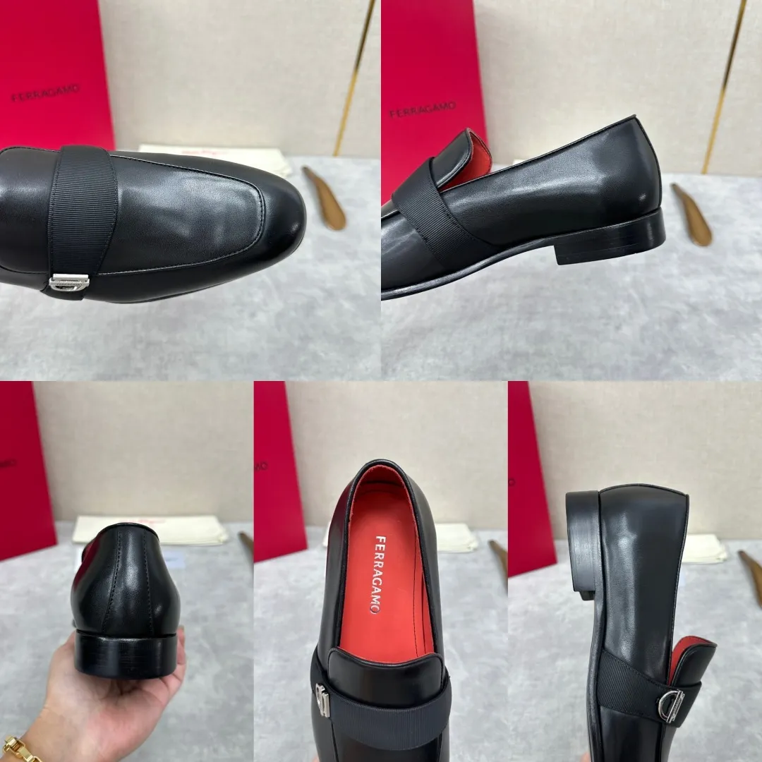 [Ferragamo] Top P: 960💰 Number of yards: 39~44 (38.45.46. Custom-made, non-refundable) Ferragamo** counters synchronize new models of men's loafers that can be worn casually or formally. The classic shape embodies the fashionable charm of formal wear, and the newly designed proportions are more modern. These loafers are made of imported open-edge beaded cowhide/fine calfskin/cow suede material. The upper is decorated with webbing, and the side is privately molded with silver Gancini buckles. The double stitching details add to the fashionable charm. Adopting a special "Original" structure and going through multiple processes, the soles are almost entirely handmade. Unique processing technology demonstrates exquisite craftsmanship. The original privately modeled genuine leather outsole is paired with a personalized rubber backing. It is comfortable, non-slip and wear-resistant. It can be worn as a slip-on. Exquisite hand-stitching. The workmanship is as fine as that of a store. The original color calfskin lining is sweat-absorbent, anti-odor, comfortable and breathable. The heel is also decorated with a rubber patch to perfectly improve the grip performance.